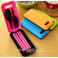 Colorful Portable Flatware Folding Dinner Spoon Fork Chopsticks Plastic Fordable Tableware Set